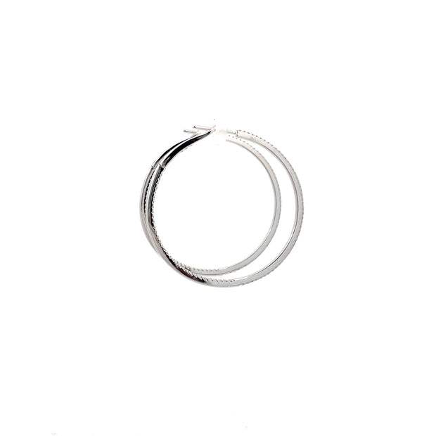 18 Karat White Gold Diamond Hoops