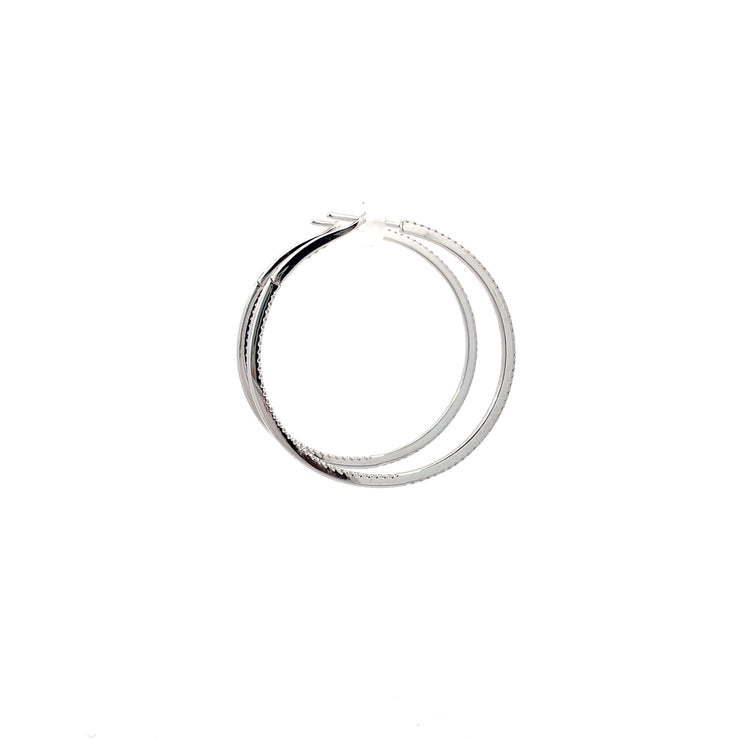18 Karat White Gold Diamond Hoops