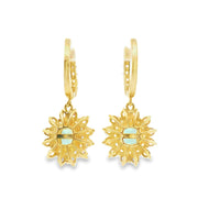 Mint Tourmaline Drop Earrings with Pink Tourmaline and Diamond Accents