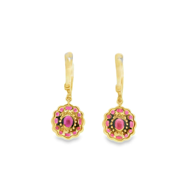 Drop Earrings with Rubies and Diamonds