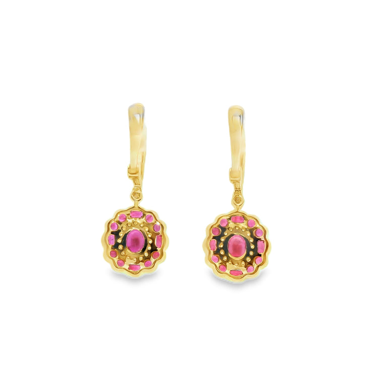 Drop Earrings with Rubies and Diamonds