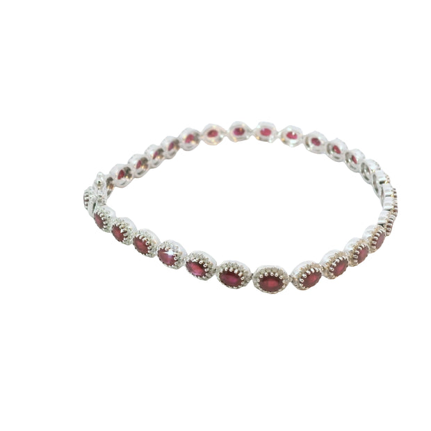 Ruby and Diamond Pave Halo Bracelet