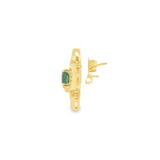 Button Earrings with Mint Tourmalines and Diamonds