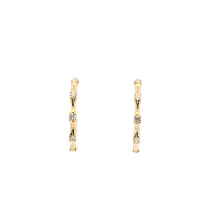 Bamboo Hoops with Diamond Accents