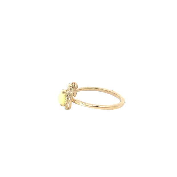 Yellow Gold Diamond Halo Opal Ring