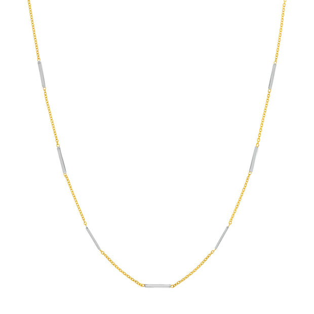 Two Tone Bar Station Necklace