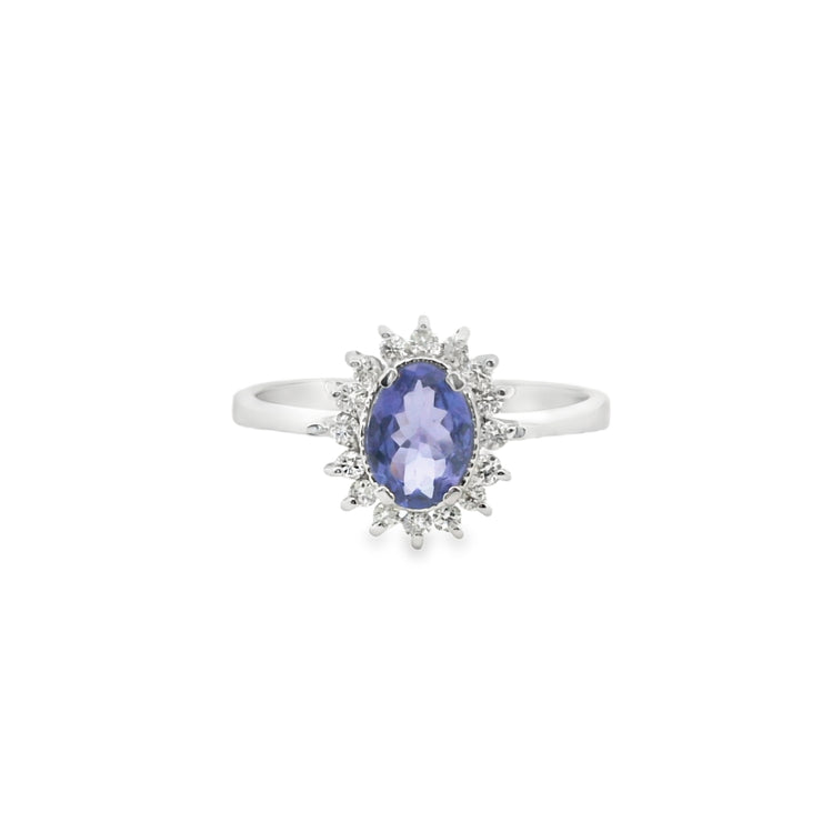 Tanzanite and Diamond Halo Ring