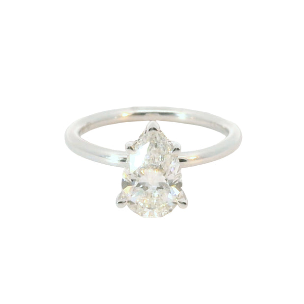 Pear Solitaire Lab Grown Engagement Ring with Hidden Halo
