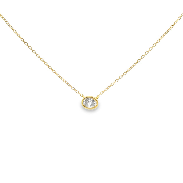 Bezel Set Oval Diamond Pendant