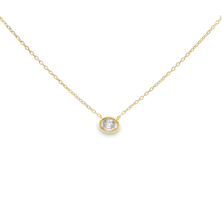 Bezel Set Oval Diamond Pendant