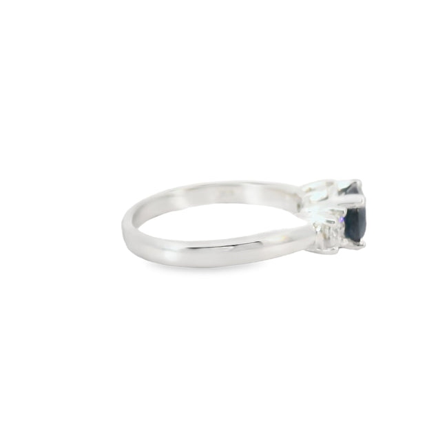 Sapphire and Diamond Three Stone Ring