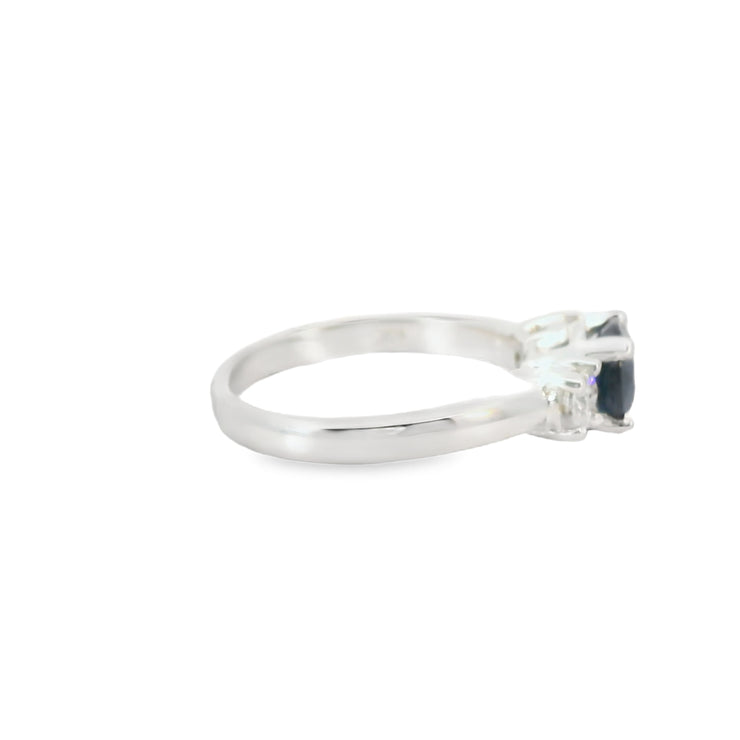 Sapphire and Diamond Three Stone Ring
