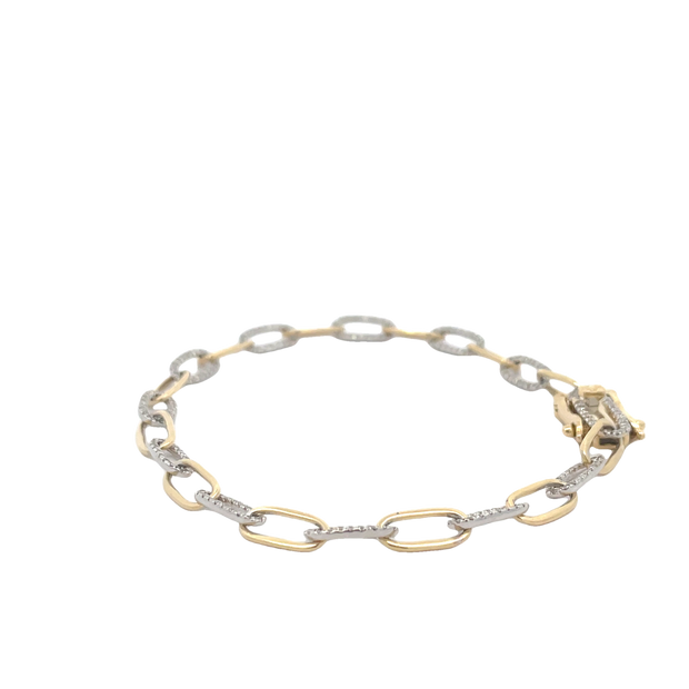 Two Tone Diamond Paperclip Bracelet
