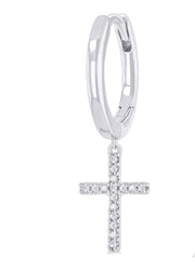 Cross Petite Diamond Fashion Huggie Earrings
