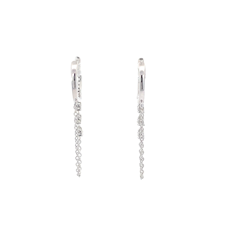 White Gold Diamond Chain Drop Earrings