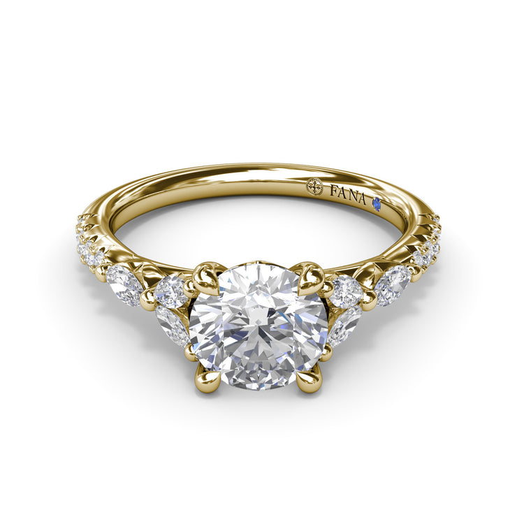 FANA 14 Karat Vintage Yellow Gold Semi-Mount Ring