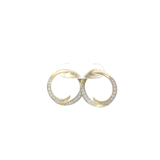 14 Karat Yellow Gold Decorative Diamond Hoops