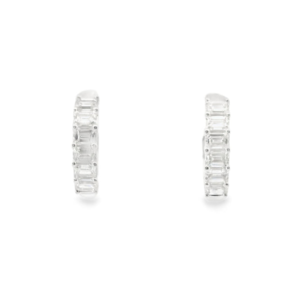 Emerald Cut Diamond Huggies