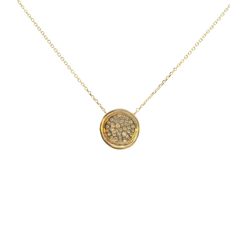 Textured Bezel Diamond Cluster Pendant
