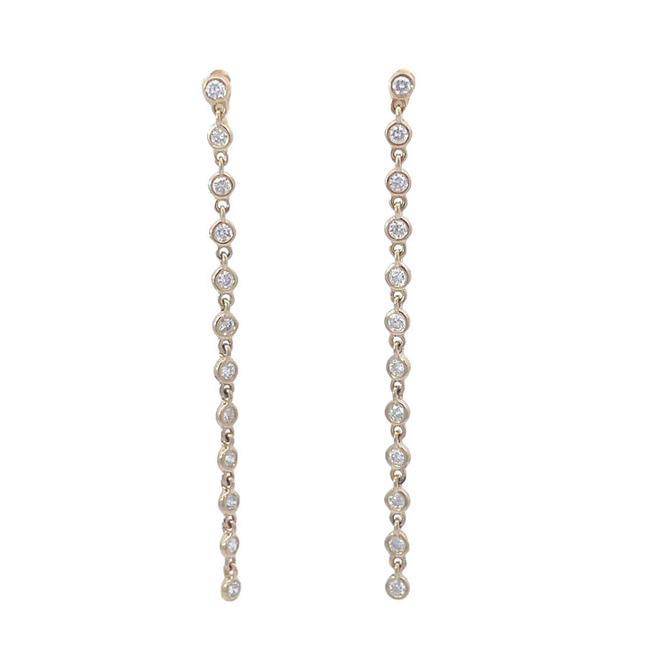 Yellow Gold Diamond Bezel Drop Earrings
