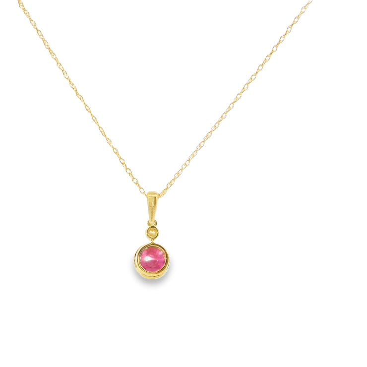 Ruby and Diamond Bezel Pendant