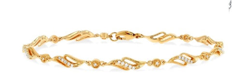10 Karat Yellow Gold Diamond Open Link Bracelet