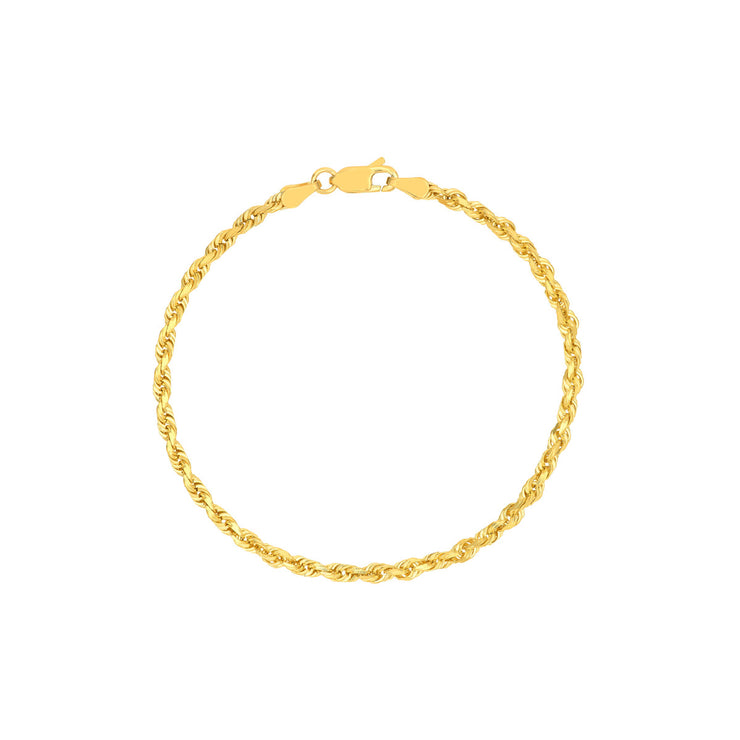 3MM Diamond Cut Rope Chain Bracelet