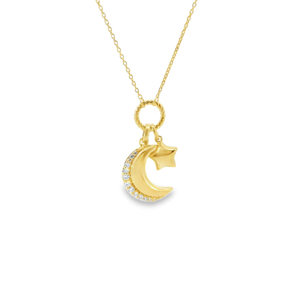 Moon and Star Charm Necklace