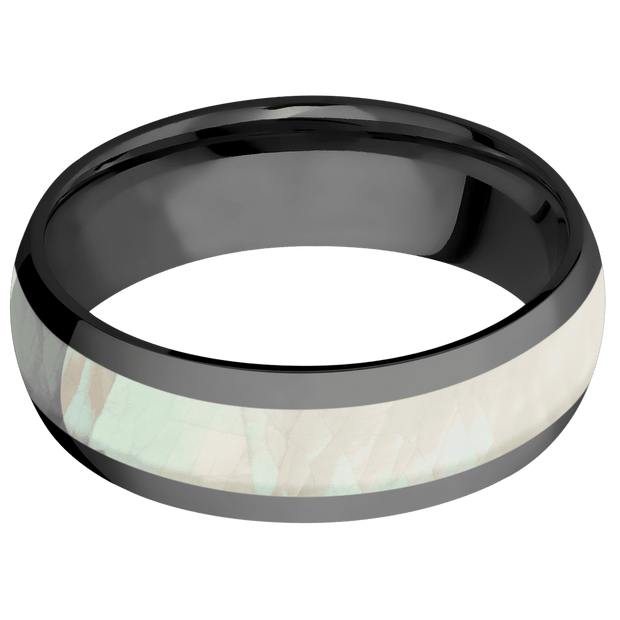 Zirconium with Polish Finish and Freshwater Mother of Pearl Inlay