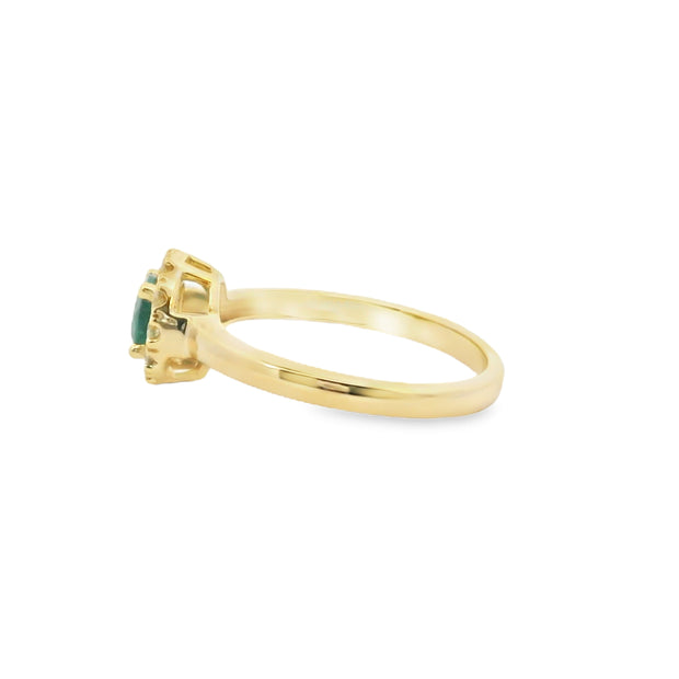 Emerald and Diamond Halo Ring