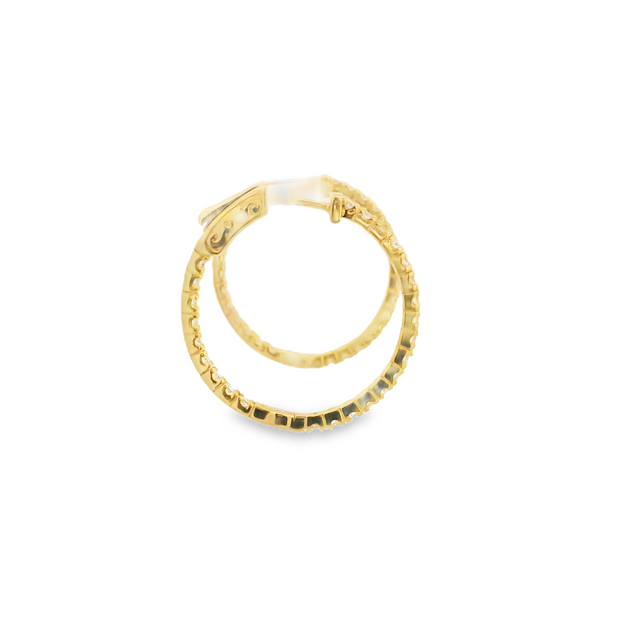 Yellow Gold Inverted Diamond Hoops