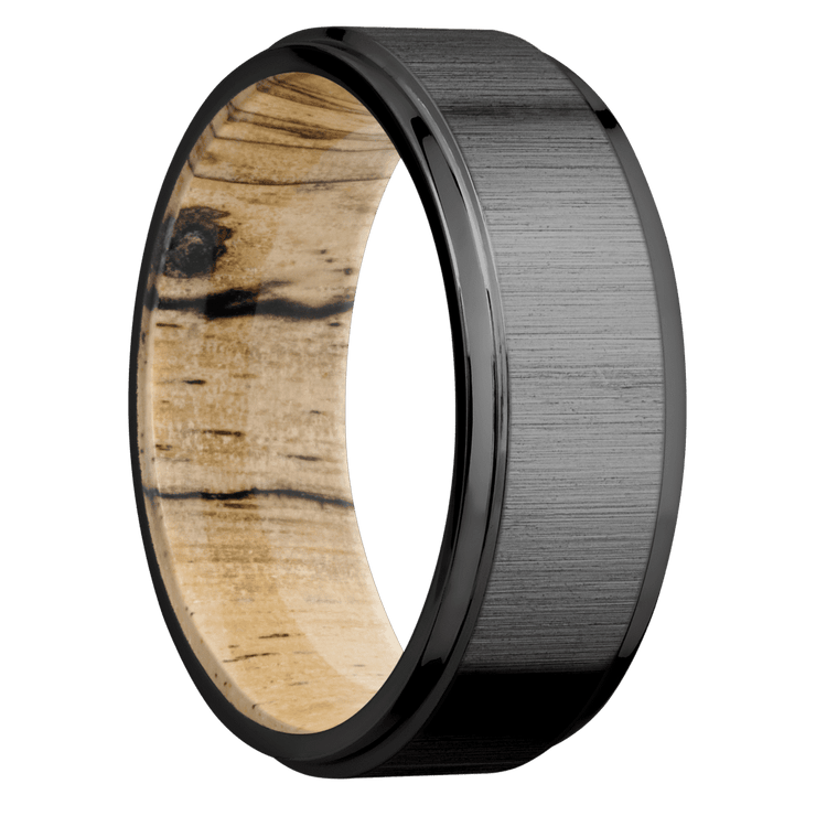 Zirconium with Crosssatinblack , Polish Finish and Spalted Tamarind