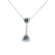 Sapphire and Diamond Halo Drop Pendant