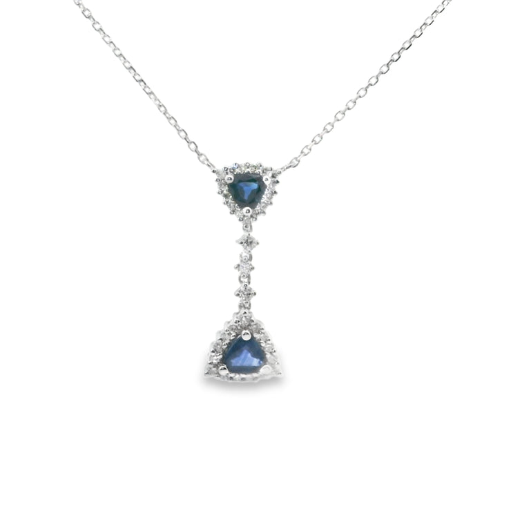 Sapphire and Diamond Halo Drop Pendant