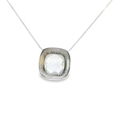 Aquamarine and Diamond Double Halo Pendant