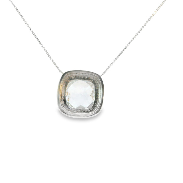 Aquamarine and Diamond Double Halo Pendant