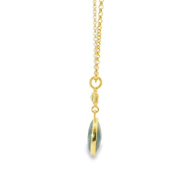 Moss Agate and Prasiolite Vermeil Pendant