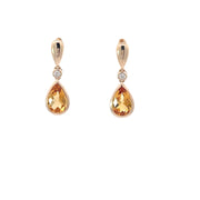 Citrines and Diamonds Drop Earrings