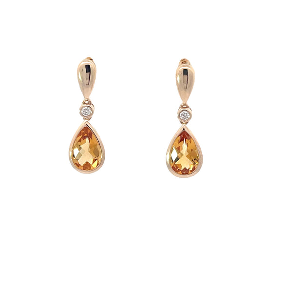 Citrines and Diamonds Drop Earrings
