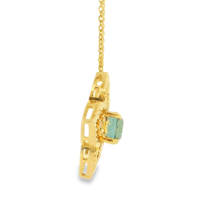 Mint Tourmaline Filigree Pendant