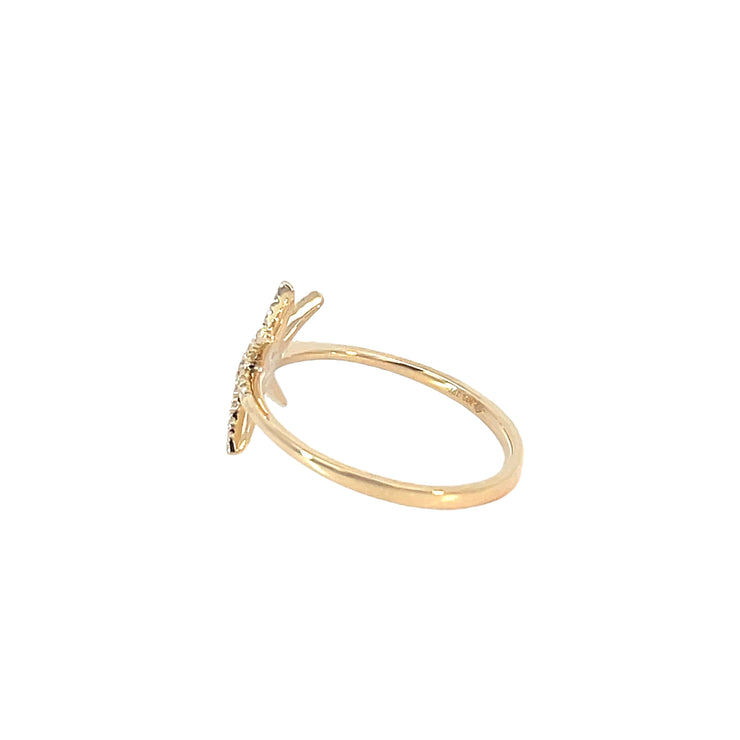14k Yellow Gold Diamond Starburst Ring