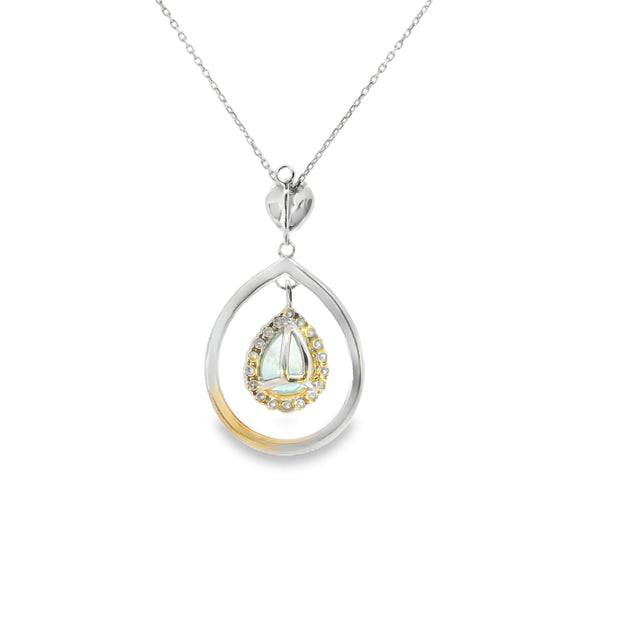 18 Karat White Gold Pariaba Tourmaline and Diamond Necklace