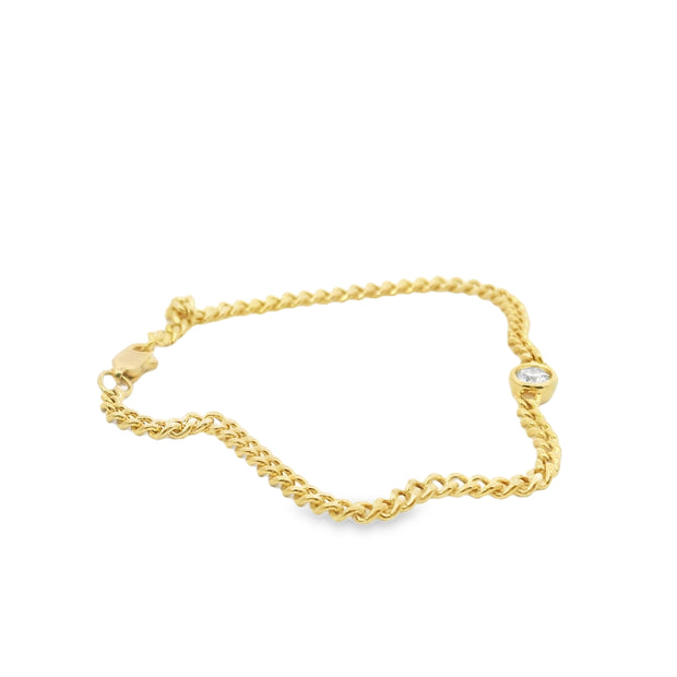 Curb Link Bracelet with Bezel Set Solitaire
