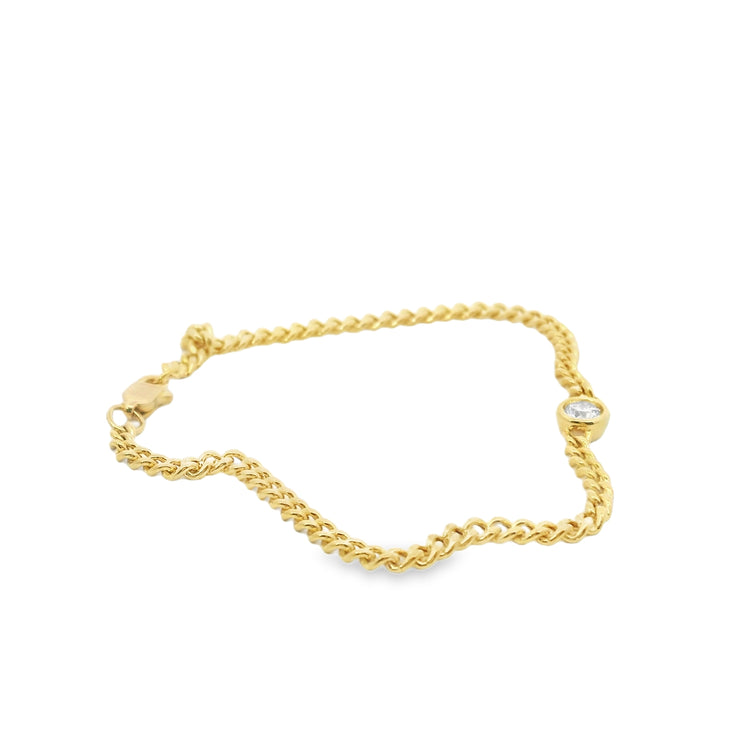 Curb Link Bracelet with Bezel Set Solitaire