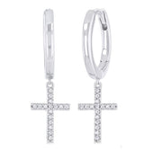 Cross Petite Diamond Fashion Huggie Earrings