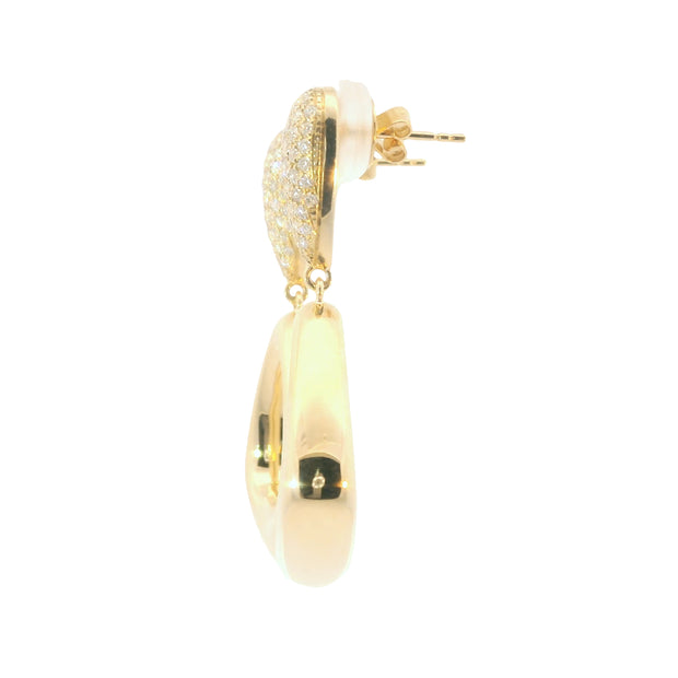 Freeform Puff Drop Earrings with Diamond Pave