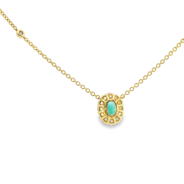 Emerald and Diamond Halo Pendant