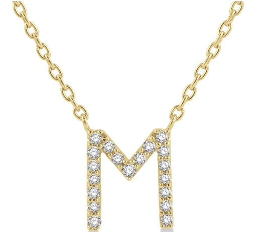 Diamond Initial 'M' Necklace