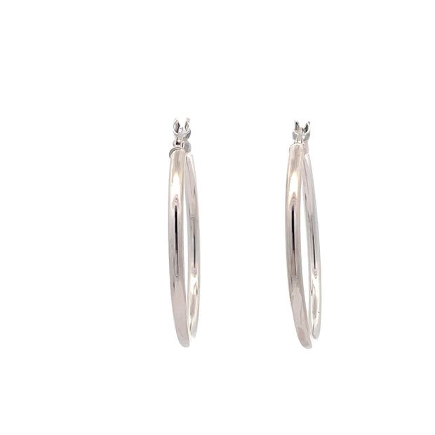 White Gold Polished Hoops