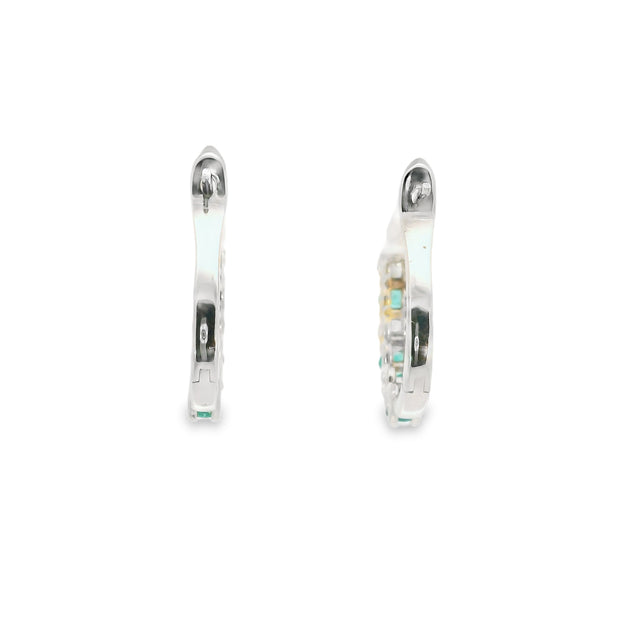 Huggies with Emeralds and Diamonds